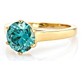 Green Moissanite 14k Yellow Gold Over Silver Solitaire Ring 2.70ct DEW