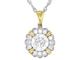 Moissanite Platineve And 14k Yellow Gold Over Silver Pendant 2.26ctw DEW.