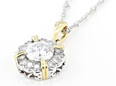 Moissanite Platineve And 14k Yellow Gold Over Silver Pendant 2.26ctw DEW.