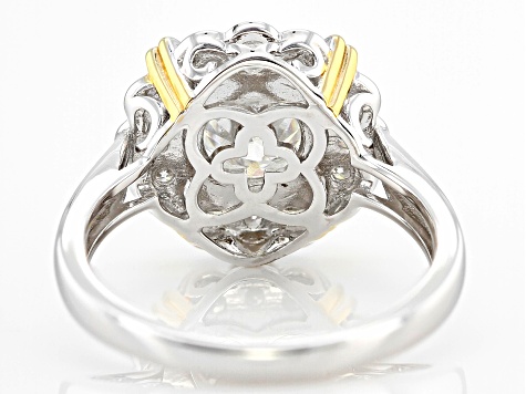 Moissanite Platineve And 14k Yellow Gold Over Silver Ring 2.26ctw DEW.