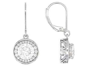 Picture of Moissanite Platineve Halo Earrings 2.92ctw DEW.