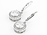 Moissanite Platineve Halo Earrings 2.92ctw DEW.