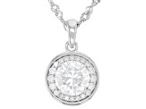 Moissanite Platineve Halo Pendant 1.46ctw DEW.