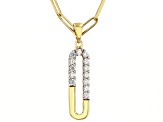 Moissanite 14k Yellow Gold Over Silver Paperclip Pendant .52ctw DEW.