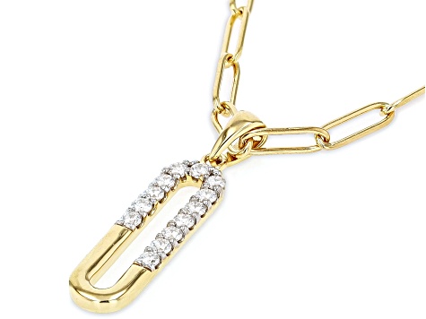 Moissanite 14k Yellow Gold Over Silver Paperclip Pendant .52ctw DEW.
