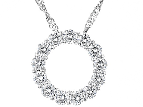 Moissanite Platineve Circle Pendant 1.30ctw DEW.