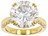 Moissanite 14k Yellow Gold Over Silver Solitaire Ring 7.50ct DEW.
