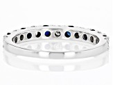 Moissanite And Blue Sapphire Platineve Band Ring .42ctw DEW