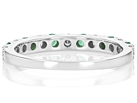 Moissanite And Zambian Emerald Platineve Band Ring .42ctw DEW