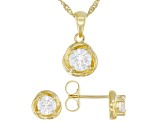 Moissanite 14k Yellow Gold Over Silver Stud Earrings and Pendant Set 1.80ctw DEW.