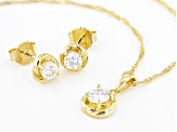 Moissanite 14k Yellow Gold Over Silver Stud Earrings and Pendant Set 1.80ctw DEW.