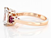 Moissanite And Rhodolite 14K Rose Gold Over Silver Ring 2.70ct DEW