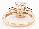 Moissanite And Rhodolite 14K Rose Gold Over Silver Ring 2.70ct DEW