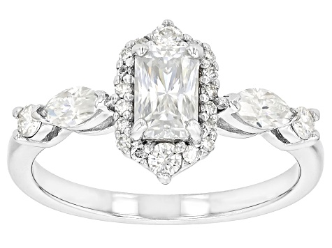 Moissanite Platineve Engagement Ring 1.28ctw DEW