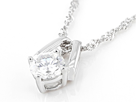 Moissanite Platineve Solitaire Pendant 1.00ct DEW.