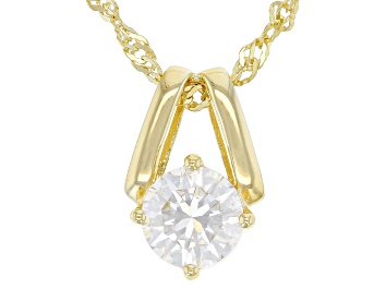 Picture of Moissanite 14k Yellow Gold Over Silver Solitaire Pendant 1.00ct DEW.