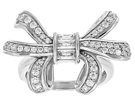Moissanite Platineve Bow Ring .85ctw DEW