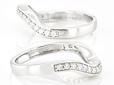 Moissanite Platineve Set Of Two Rings .72ctw DEW