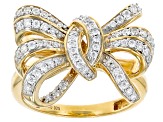 Moissanite 14K Yellow Gold Over Silver Bow Ring .67ctw DEW