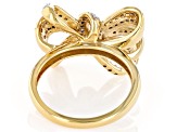 Moissanite 14K Yellow Gold Over Silver Bow Ring .67ctw DEW