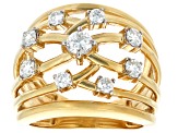 Moissanite 14k Yellow Gold Over Silver Ring .87ctw DEW.