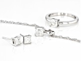 Moissanite Platineve Ring And Stud Earrings With Pendant Set 2.40ctw DEW