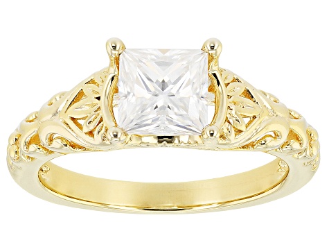 Moissanite 14k Yellow Gold Over Silver Ring 1.26ctw DEW.