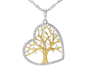 Moissanite Platineve And 14k Yellow Gold Over Platineve Pendant .80ctw DEW