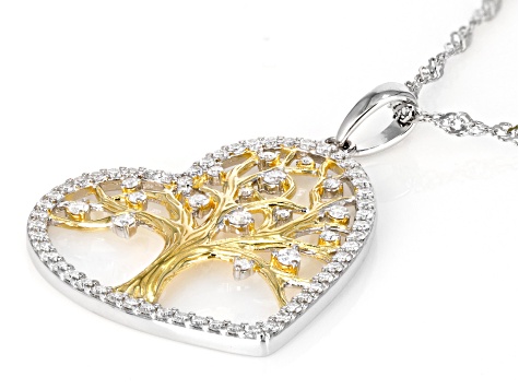 Moissanite Platineve And 14k Yellow Gold Over Platineve Pendant .80ctw DEW