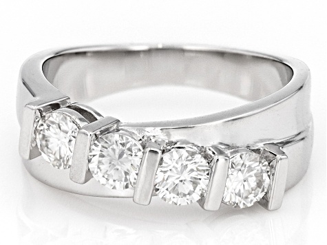 Moissanite Platineve Band Ring .92ctw DEW.