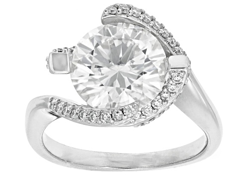 Moissanite Platineve Ring 4.04ctw DEW.