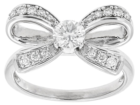 Moissanite Platineve Bow Ring .74ctw DEW.