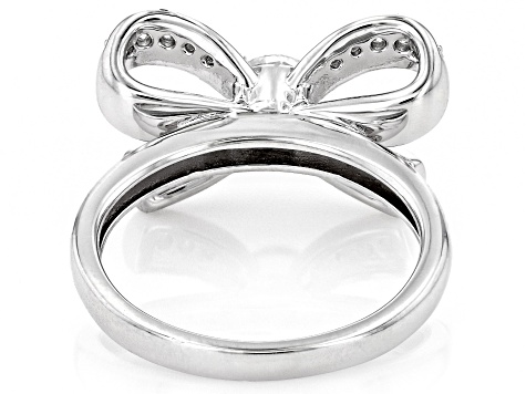 Moissanite Platineve Bow Ring .74ctw DEW.