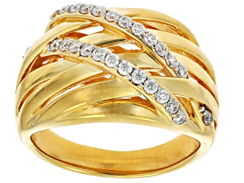 Picture of Moissanite 14k Yellow Gold Over Silver Ring .52ctw DEW.