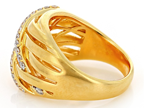 Moissanite 14k Yellow Gold Over Silver Ring .52ctw DEW.