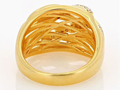 Moissanite 14k Yellow Gold Over Silver Ring .52ctw DEW.