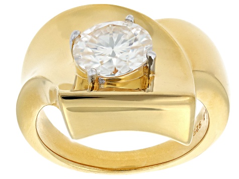 Moissanite 14k Yellow Gold Over Silver Ring 1.90ct DEW.
