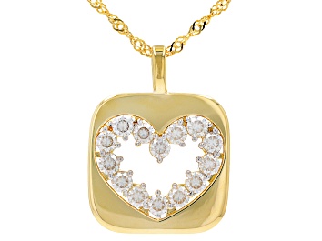 Picture of Moissanite 14k Yellow Gold Over Silver Heart Pendant 1.40ctw DEW