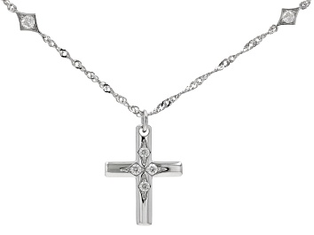 Picture of Moissanite Platineve Cross Necklace .28ctw DEW