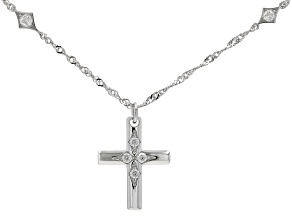 Moissanite Platineve Cross Necklace .28ctw DEW