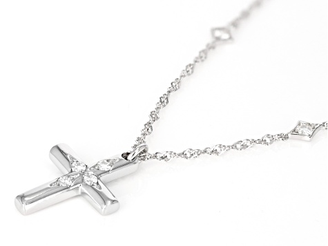 Moissanite Platineve Cross Necklace .28ctw DEW - MFJ199A | JTV.com