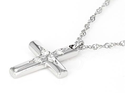 Moissanite Platineve Cross Necklace .28ctw DEW