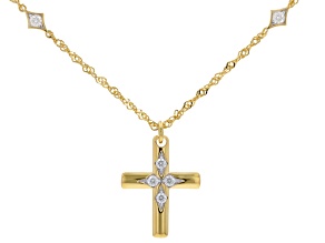 Moissanite 14k Yellow Gold Over Silver Cross Necklace .28ctw DEW