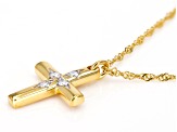 Moissanite 14k Yellow Gold Over Silver Cross Necklace .28ctw DEW