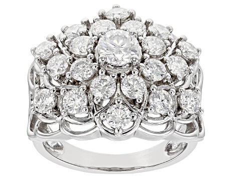 Moissanite Platineve Cluster Ring 2.50ctw DEW.