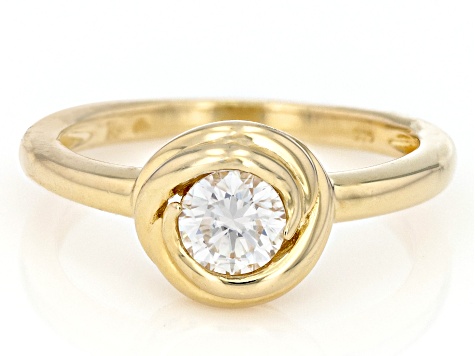 Moissanite 14k Yellow Gold Over Silver Solitaire Ring .50ct DEW.