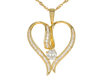 Picture of Moissanite 14k Yellow Gold Over Silver Heart Pendant 1.67ctw DEW