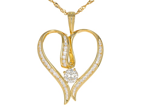 Moissanite 14k Yellow Gold Over Silver Heart Pendant 1.67ctw DEW