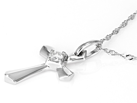 Moissanite Platineve Cross Pendant .33ct DEW