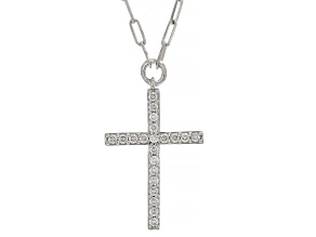 Moissanite Platineve Paperclip Cross Necklace .63ctw DEW